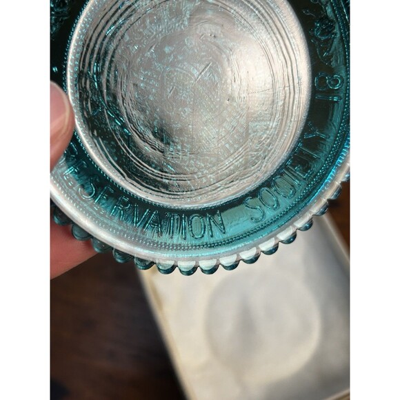Vintage Pairpoint Glass Cup Plate Turquoise New Bedford Preservation Society MA - Picture 4 of 7